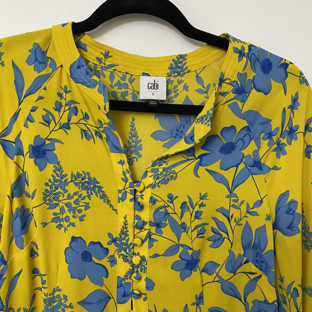 CAbi Yellow and Blue Floral Mini Dress